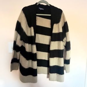 Roaman’s striped sweater cardigan black and tan soft plus size women’s